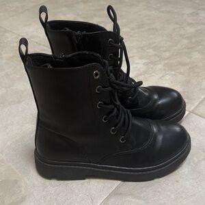 Black Lace-Up Combat Boots